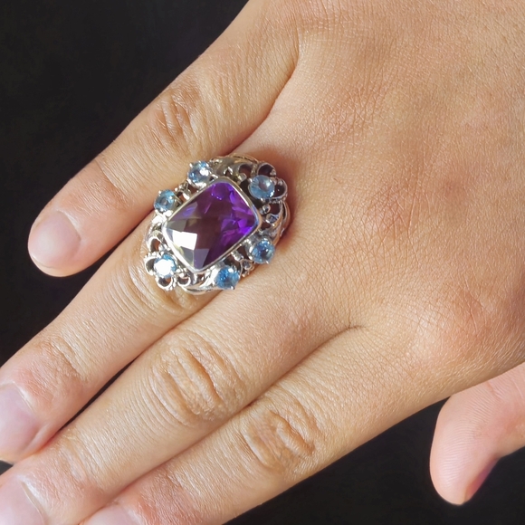 Nicky Butler Designer NB Sterling Silver 925 Purple Quartz Ring NWT Topaz Size 7 - Picture 5 of 9